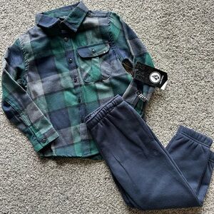 NWT Volcom Green Plaid Shirt Set